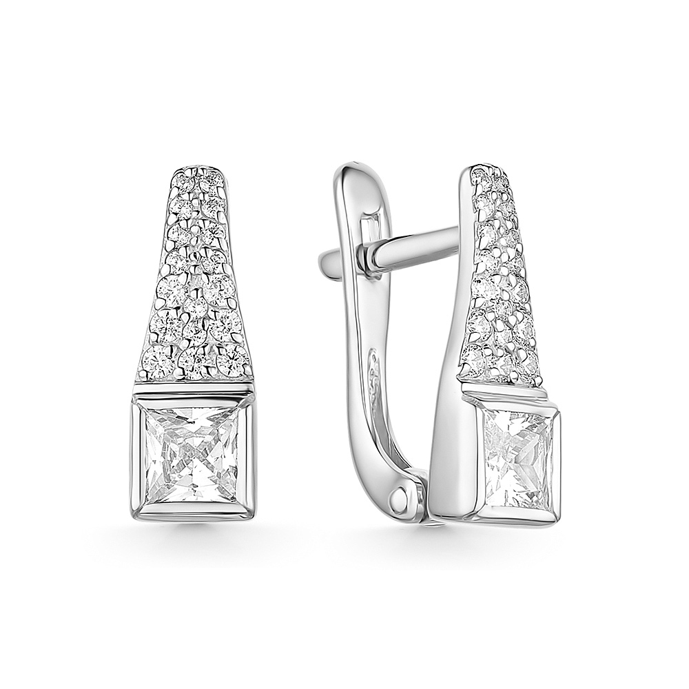 Серьги из серебра с камнями Фианит Чёрный
