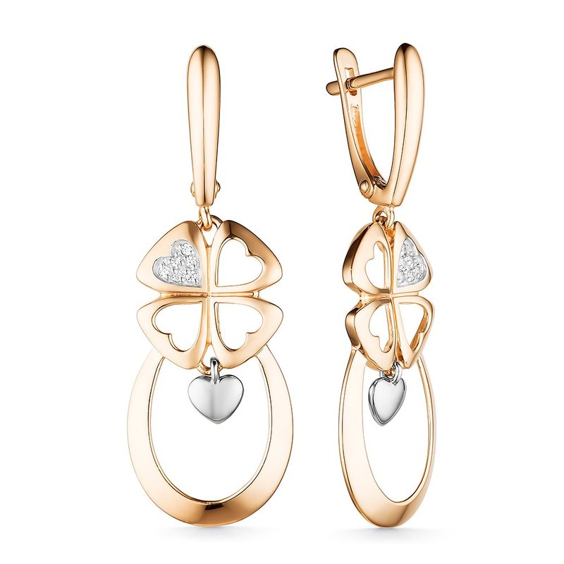 Cercei Suspendați din aur roșu cu pietre Cubic Zirconia Incolor