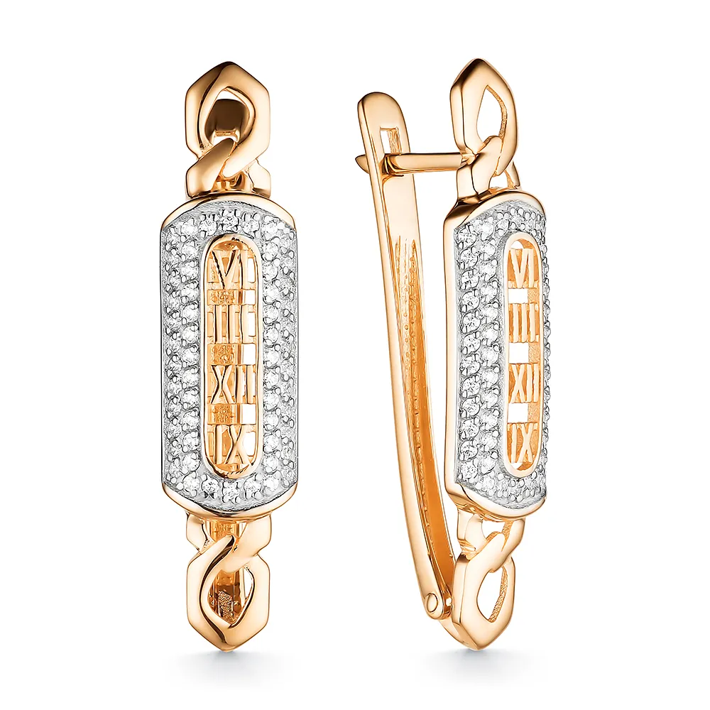 Cercei din aur roșu cu Cubic Zirconia Incolor