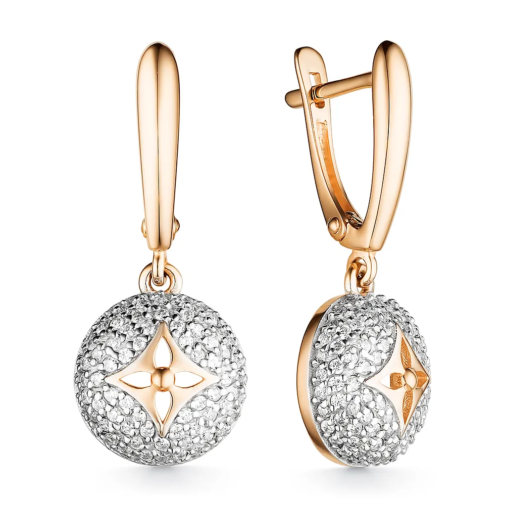 Cercei Suspendați din aur roșu cu Cubic Zirconia Incolor