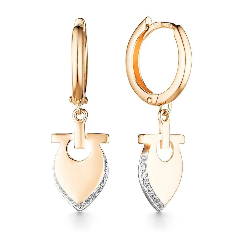 Cercei Creole din aur roșu cu Cubic Zirconia Incolor