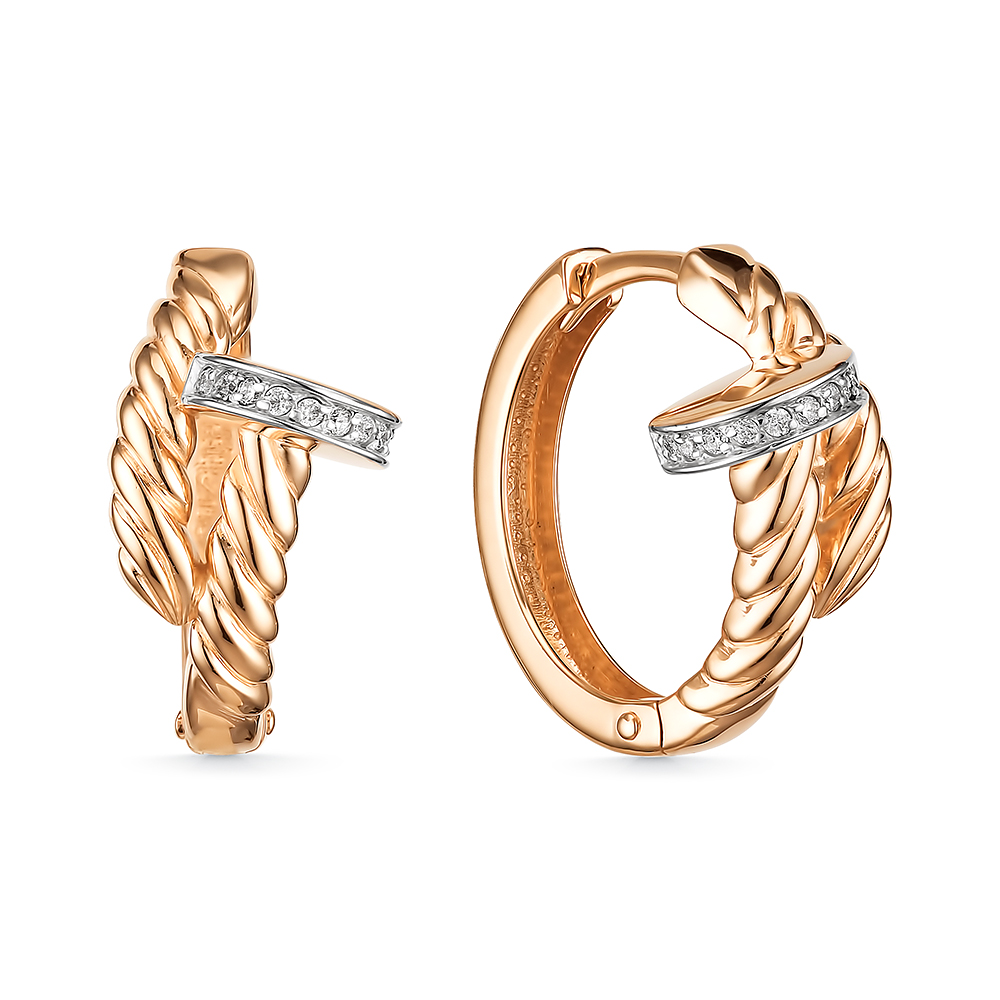Cercei Creole din aur roșu cu pietre Cubic Zirconia Incolor