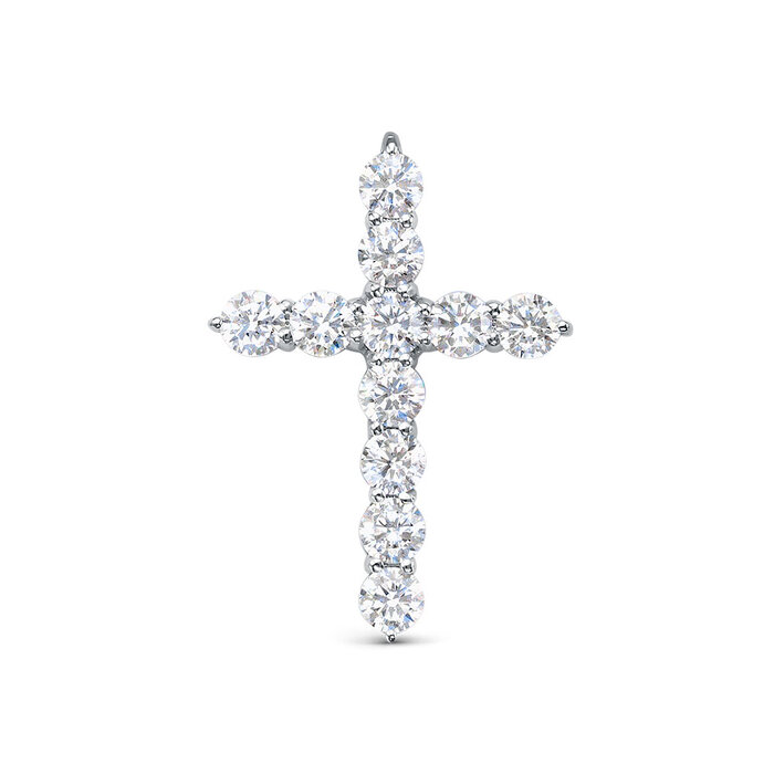 Cruce din aur roșu cu pietre Cubic Zirconia Incolor