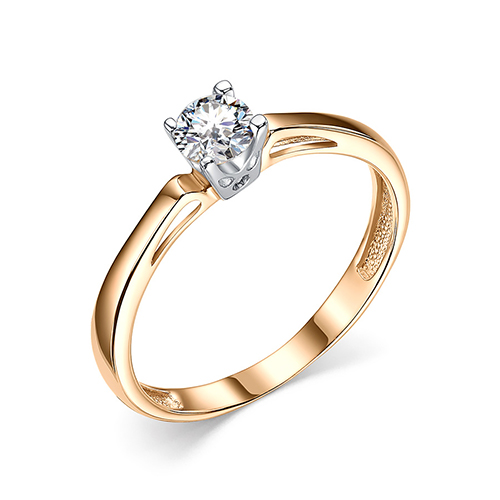 Кольцо из красного золота с камнями Фианит