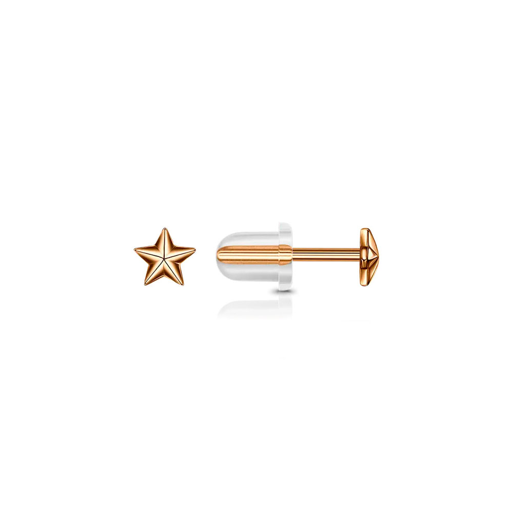 Серьги Пусеты из красного золота с камнями Силикон