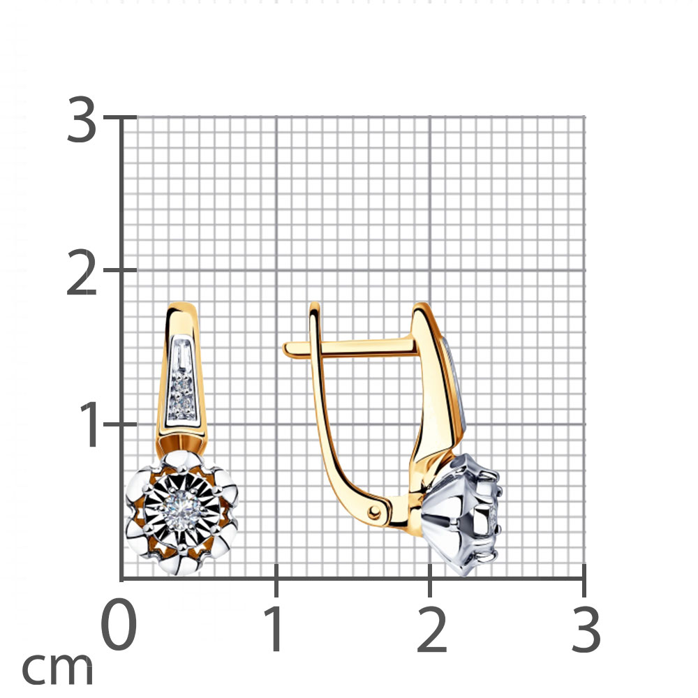 Cercei din aur alb și roșu cu pietre Diamant