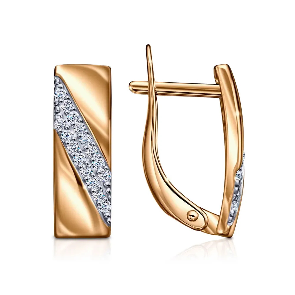 Cercei din aur roșu cu Cubic Zirconia Incolor