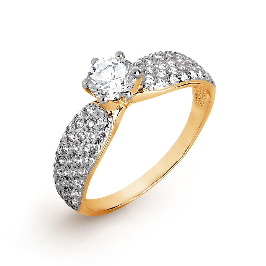 Кольцо из красного золота с камнями Swarovski