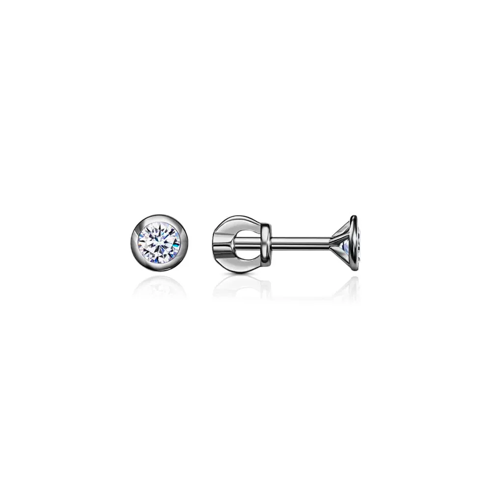 Cercei Pusete din aur alb cu Cubic Zirconia Incolor