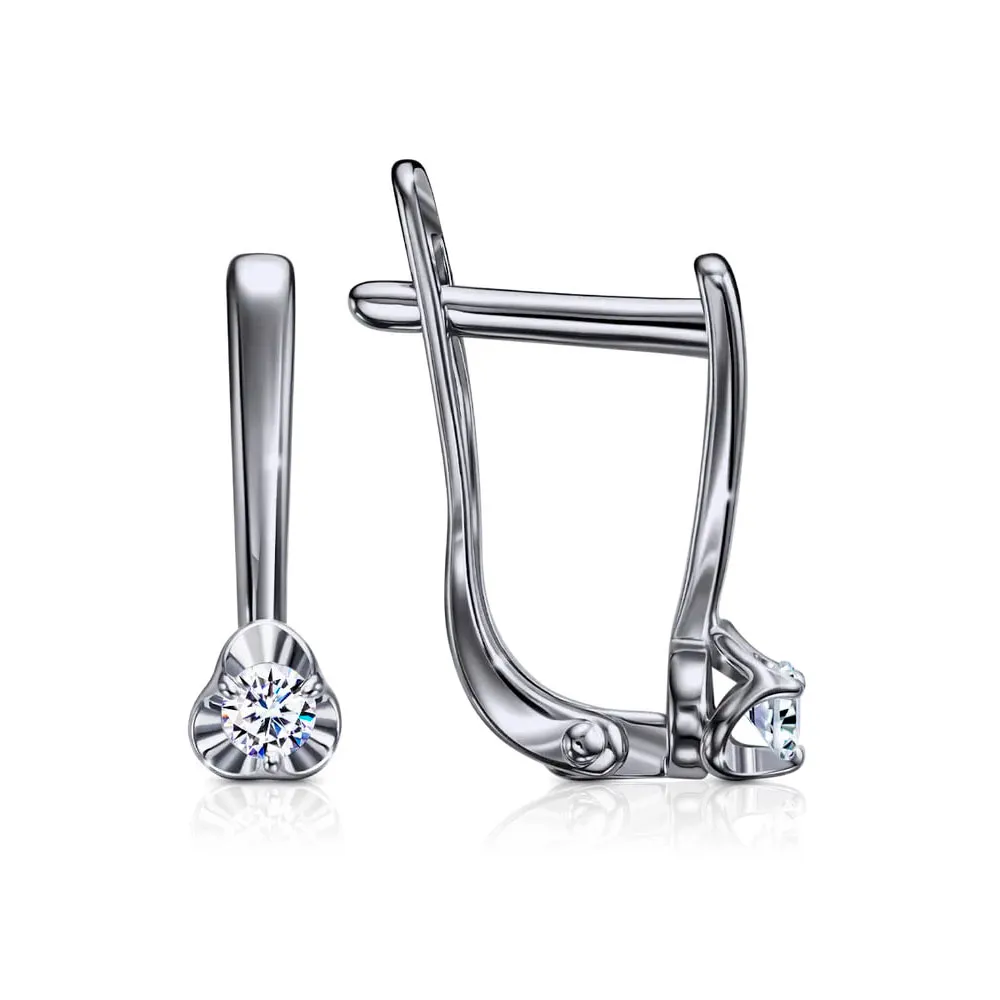 Cercei din aur alb cu Cubic Zirconia Incolor