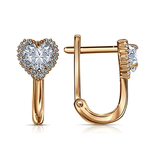 Cercei din aur roșu cu Cubic Zirconia Incolor