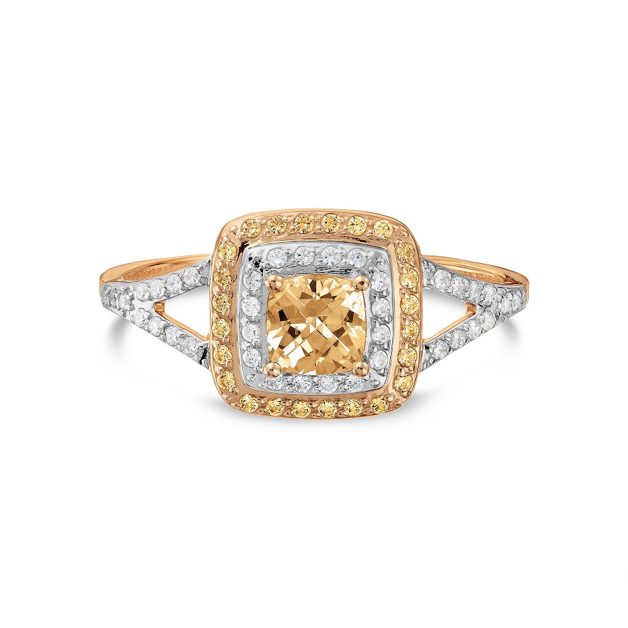 Кольцо из красного золота с камнями Swarovski