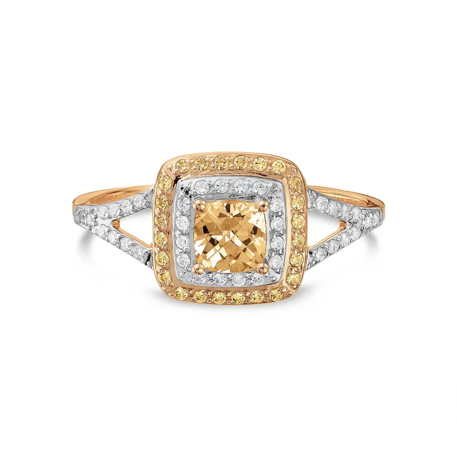 Кольцо из красного золота с камнями Swarovski