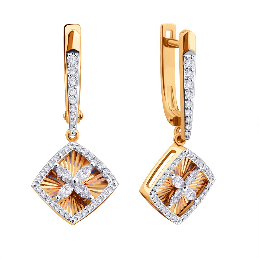 Cercei Suspendați din aur roșu cu pietre Diamant