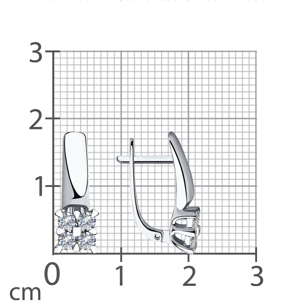 Cercei din aur alb cu pietre Diamant