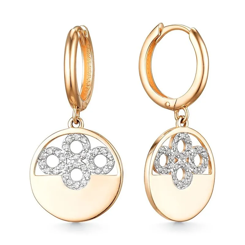 Cercei Creole din aur roșu cu Cubic Zirconia Incolor