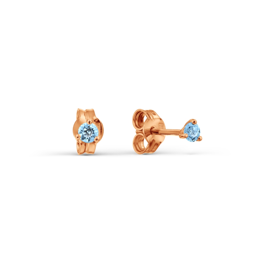 Cercei Pusete din aur roșu cu Cubic Zirconia Albastru