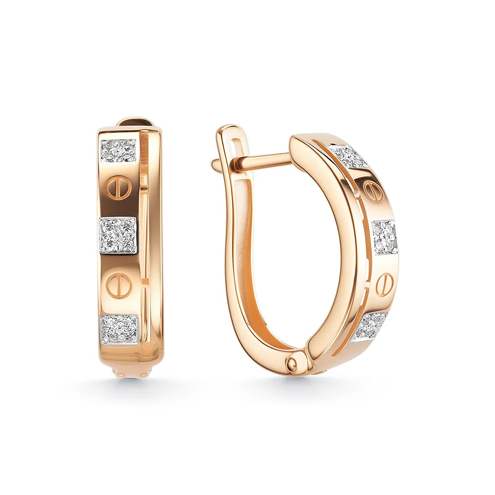 Cercei din aur roșu cu Cubic Zirconia Incolor