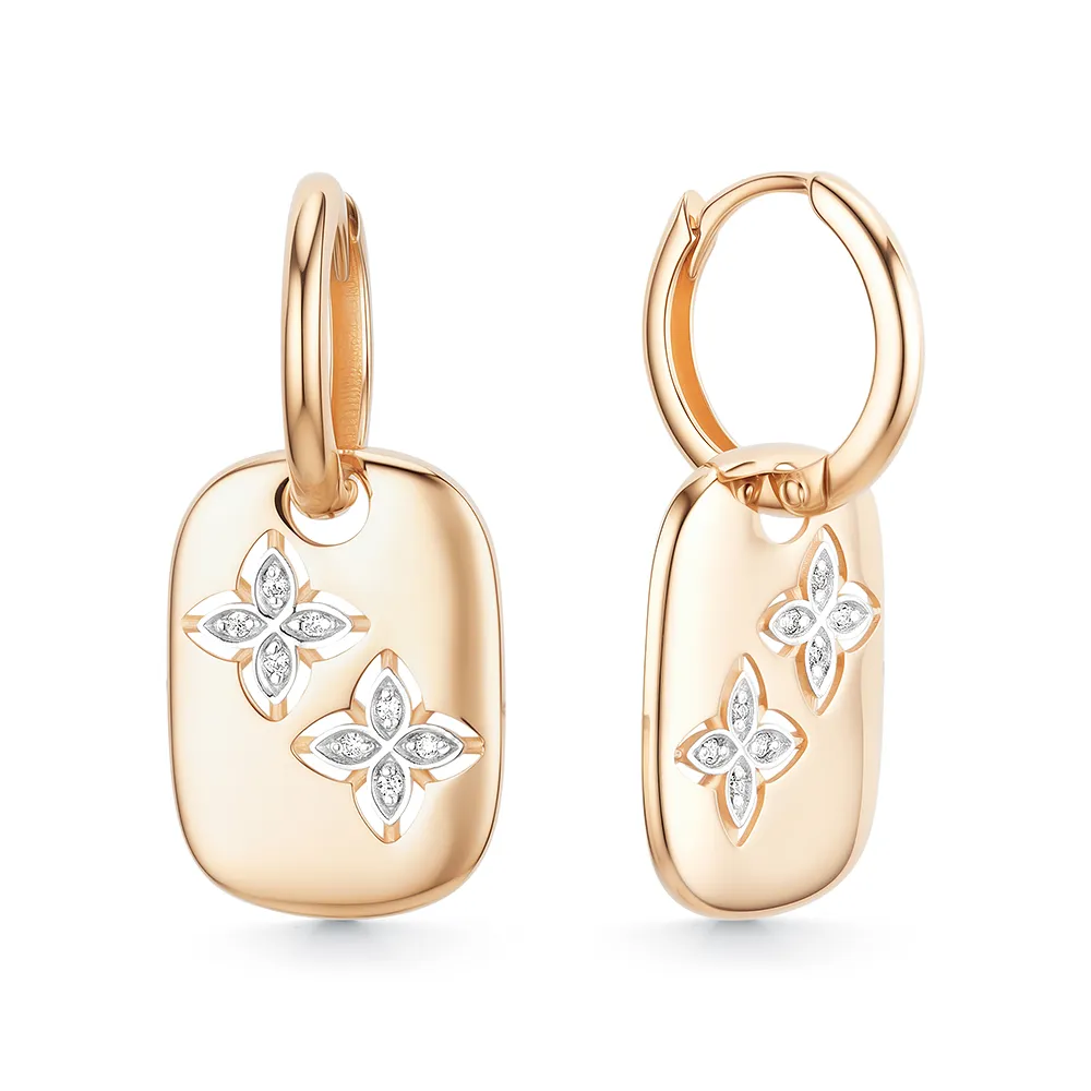 Cercei Creole din aur roșu cu Cubic Zirconia Incolor