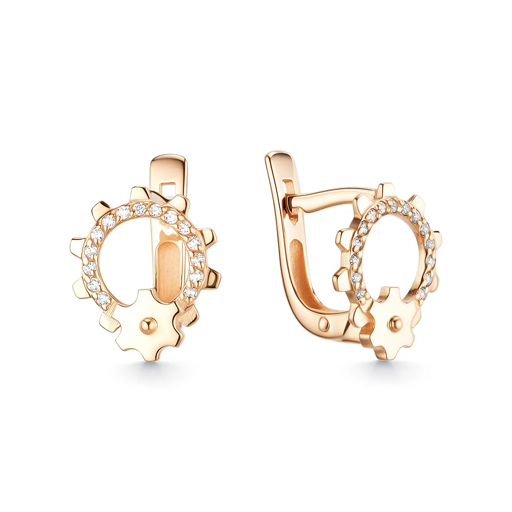 Cercei din aur roșu cu Cubic Zirconia Incolor