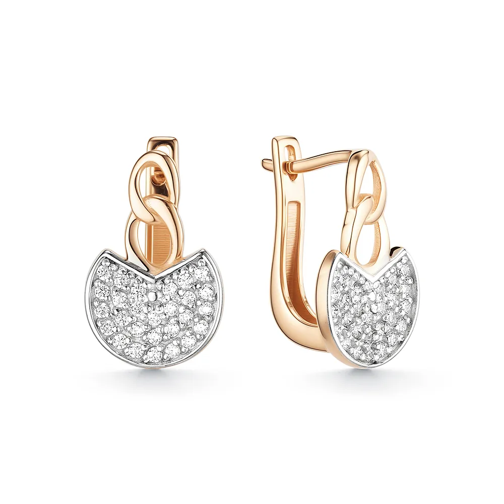 Cercei din aur roșu cu Cubic Zirconia Incolor
