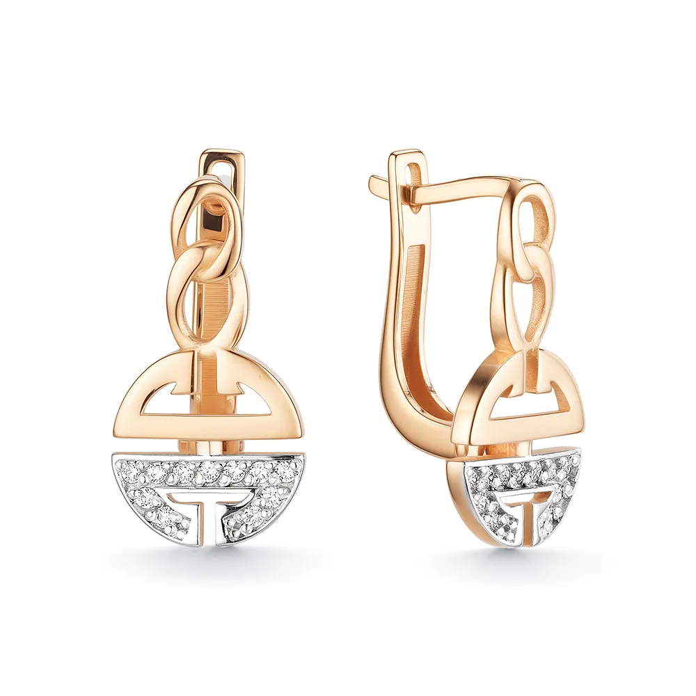 Cercei din aur roșu cu Cubic Zirconia Incolor