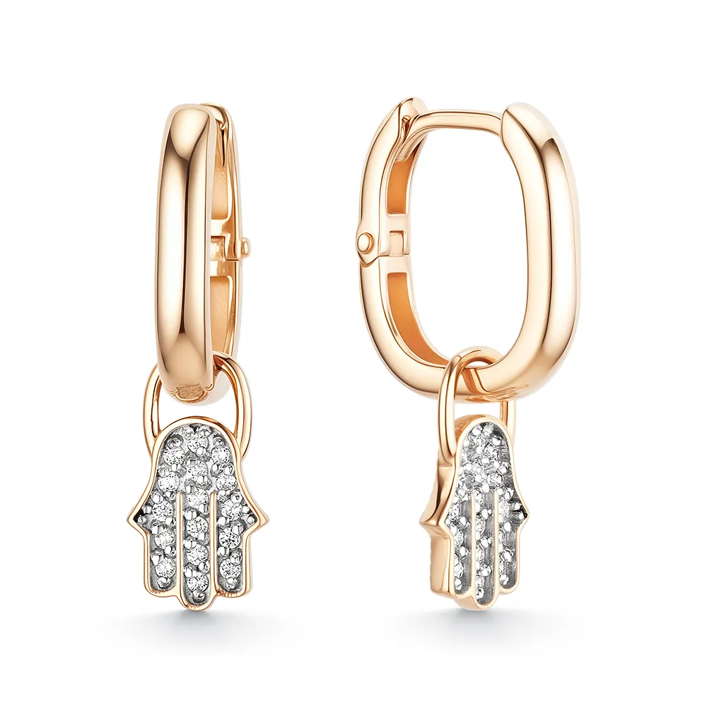 Cercei Creole din aur roșu cu Cubic Zirconia Incolor