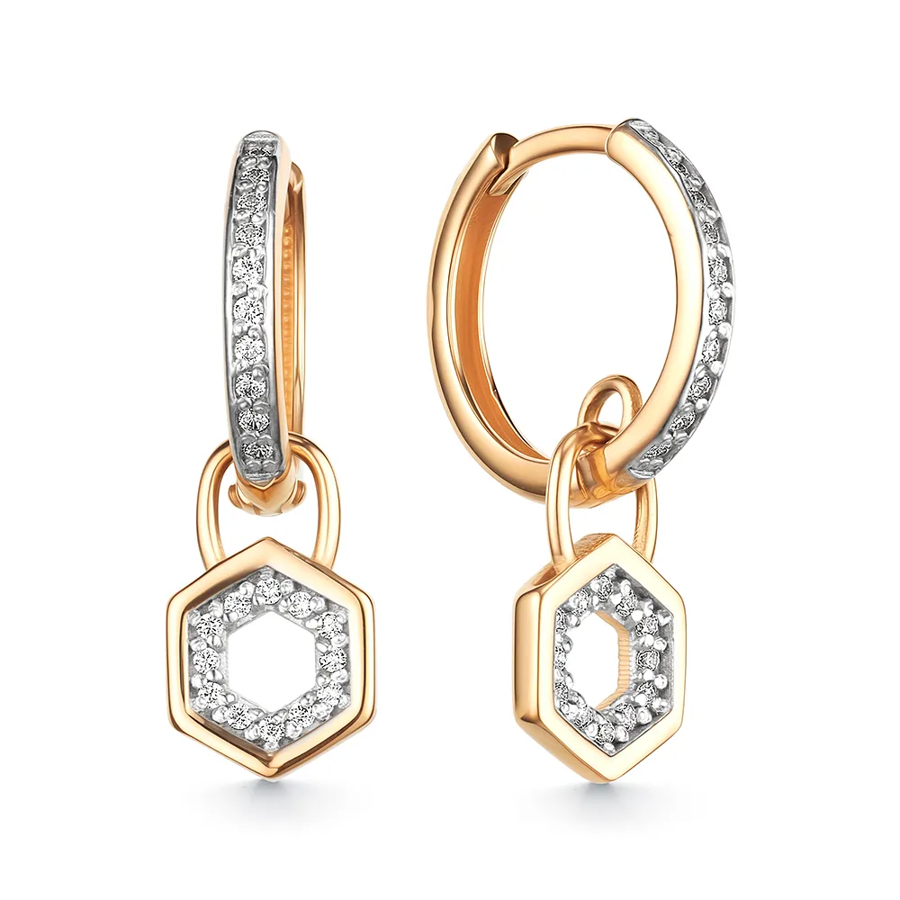 Cercei Creole din aur roșu cu Cubic Zirconia Incolor