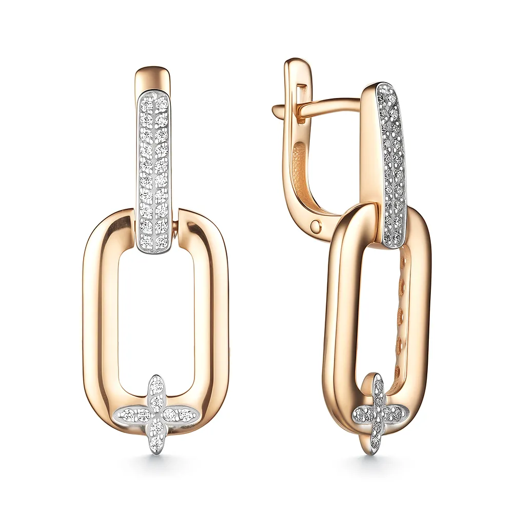 Cercei Suspendați din aur roșu cu Cubic Zirconia Incolor