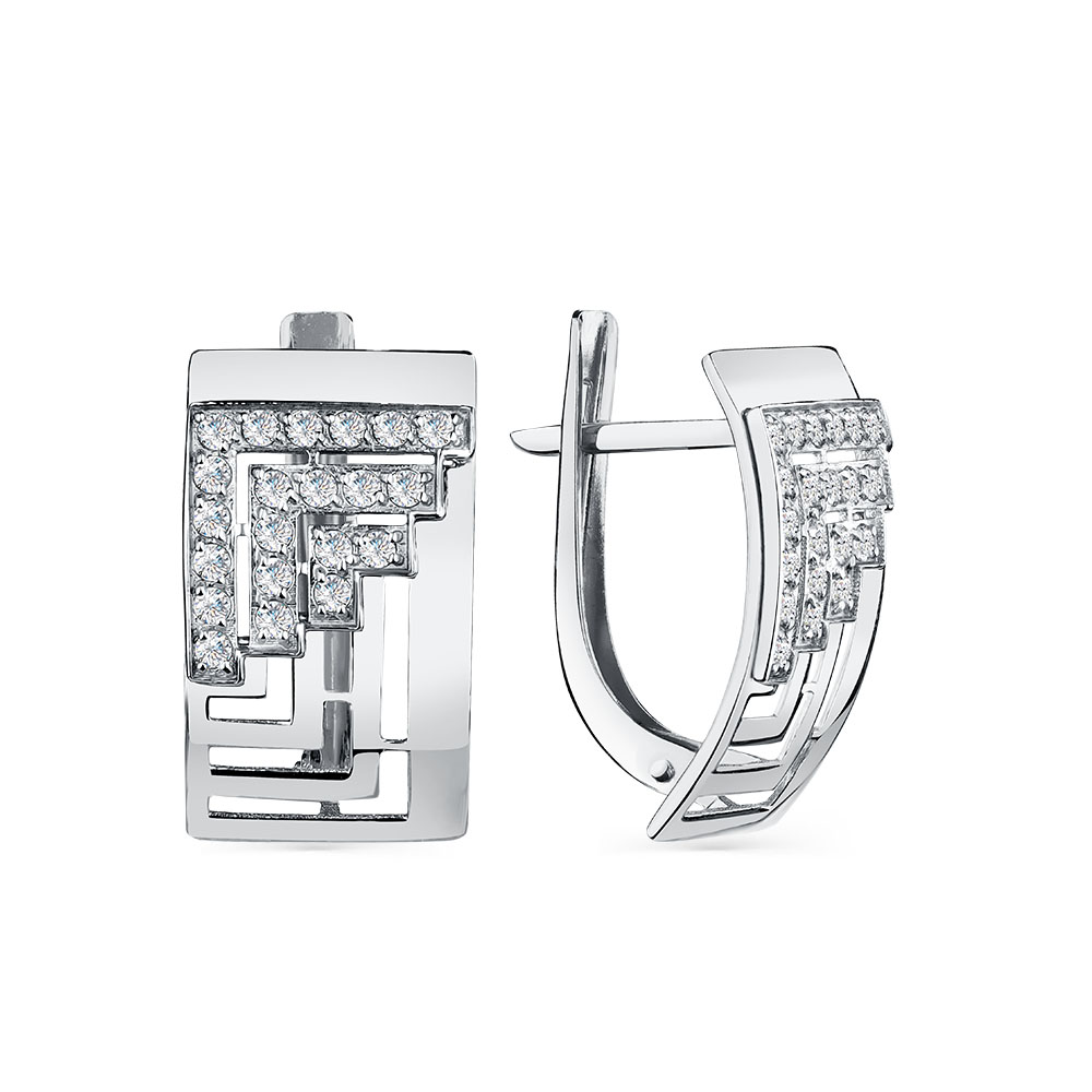 Cercei din aur alb cu pietre Cubic Zirconia Incolor
