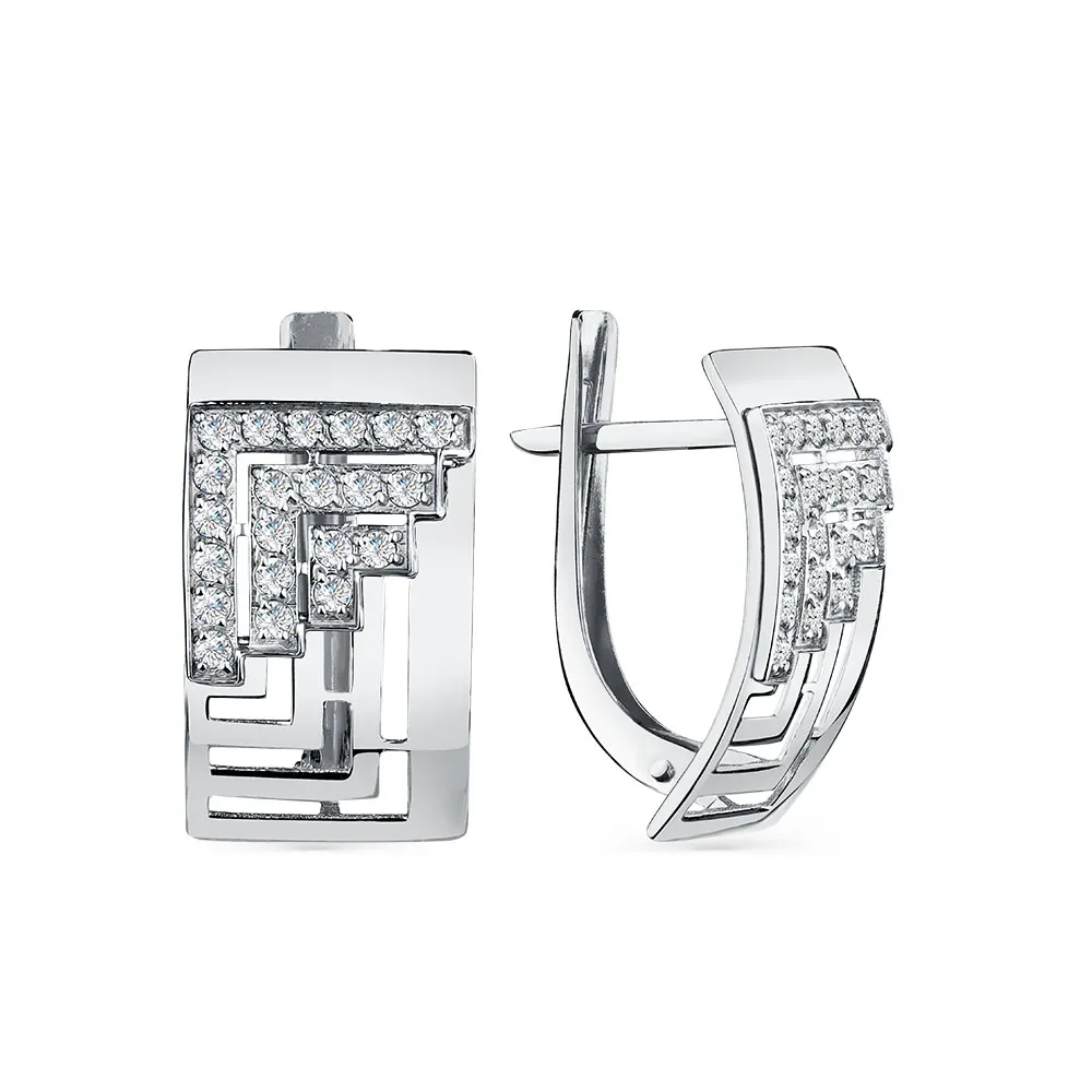 Cercei din aur alb cu Cubic Zirconia Incolor