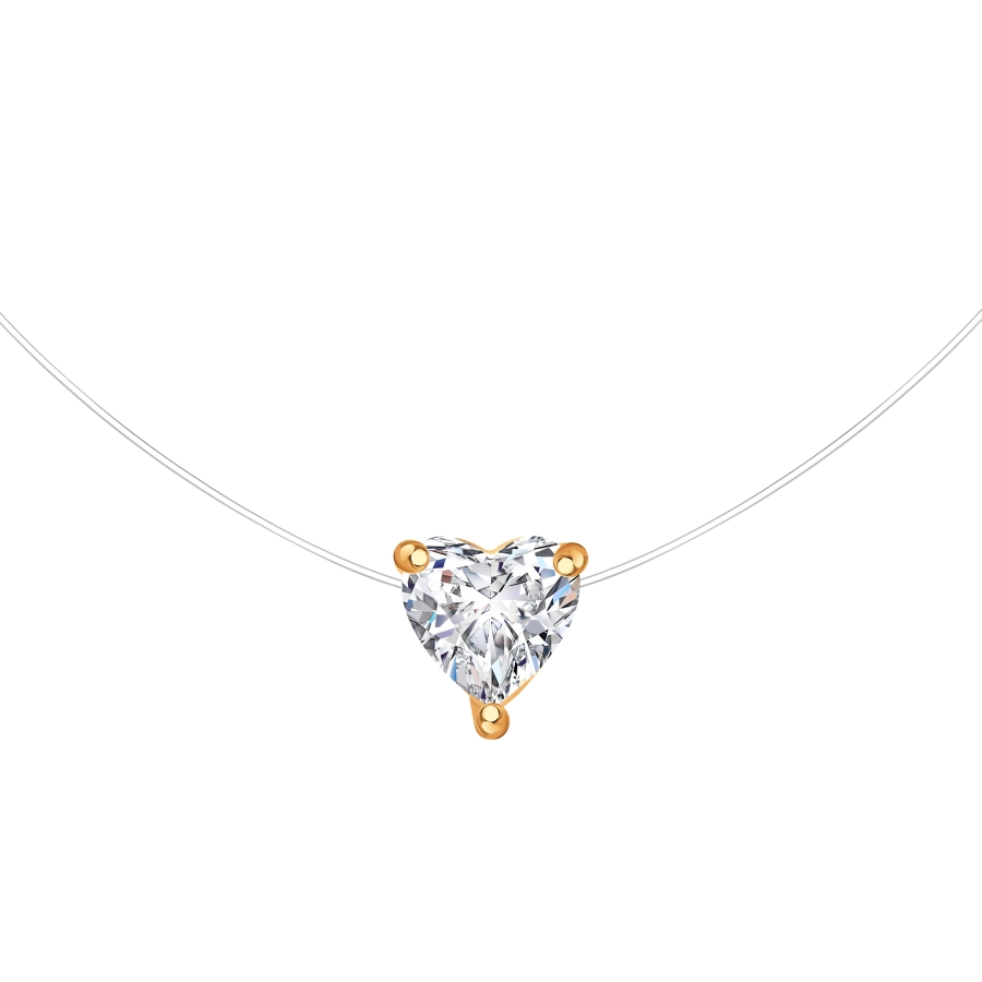 Колье из красного золота с камнями Фианит, Леска