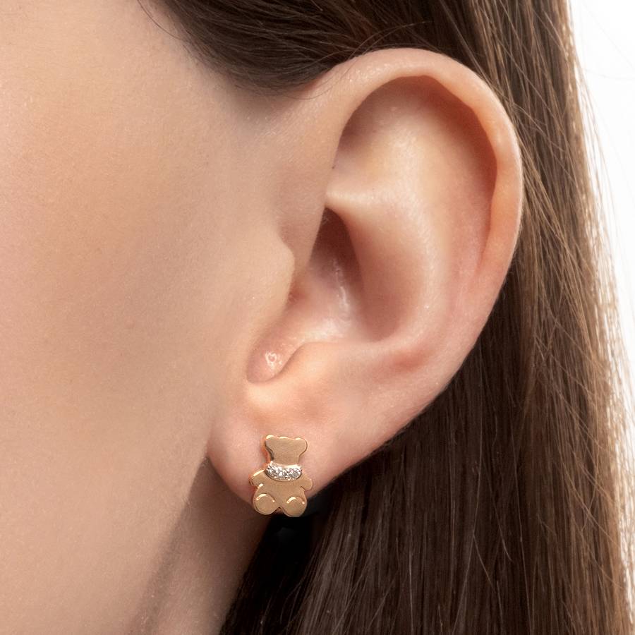 Cercei Pusete din aur roșu cu pietre Cubic Zirconia Incolor