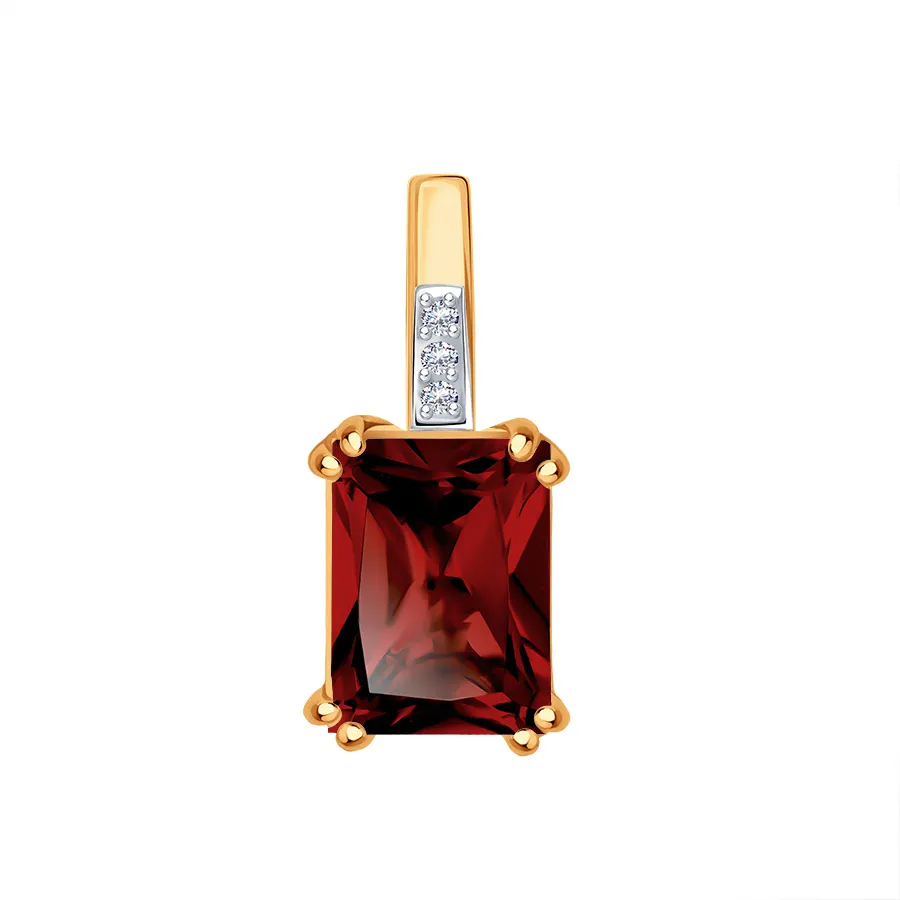 Pandantiv din aur roșu cu Cubic Zirconia Incolor, Granat