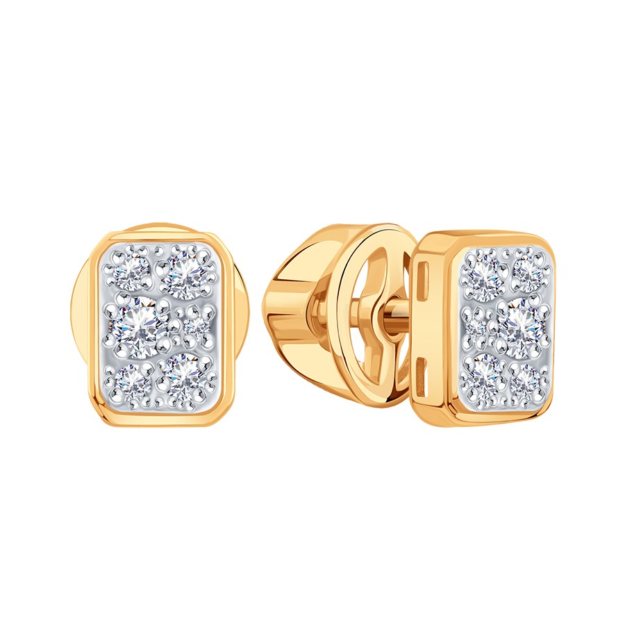 Cercei Pusete din aur roșu cu pietre Diamant