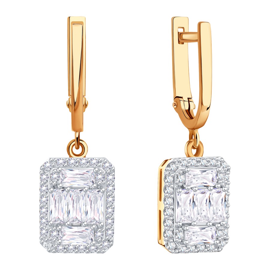 Cercei Suspendați din aur roșu cu pietre Cubic Zirconia Incolor