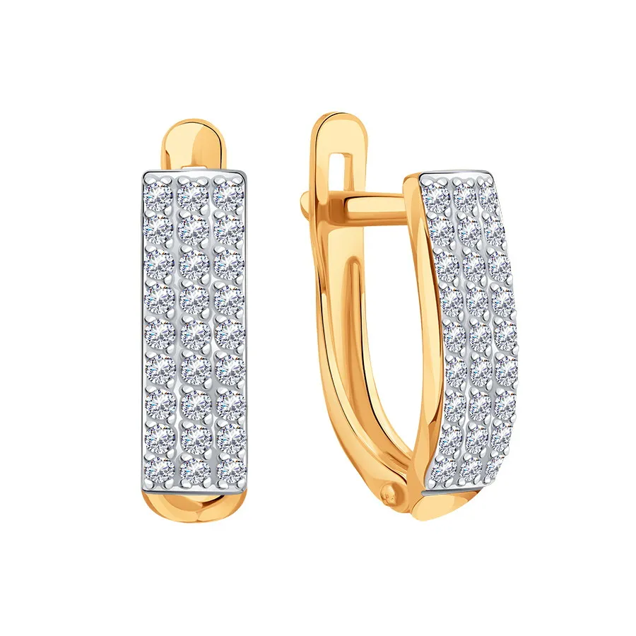 Cercei din aur roșu cu Cubic Zirconia Incolor