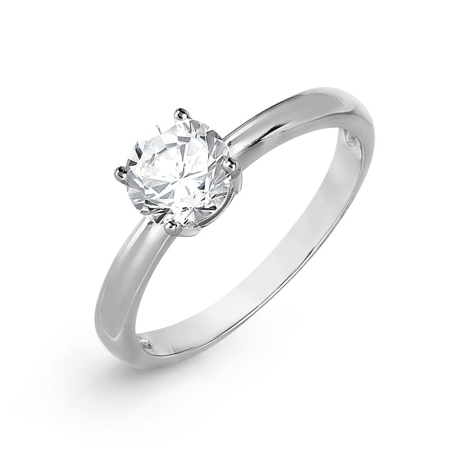Помолвочное кольцо из белого золота с камнями Swarovski