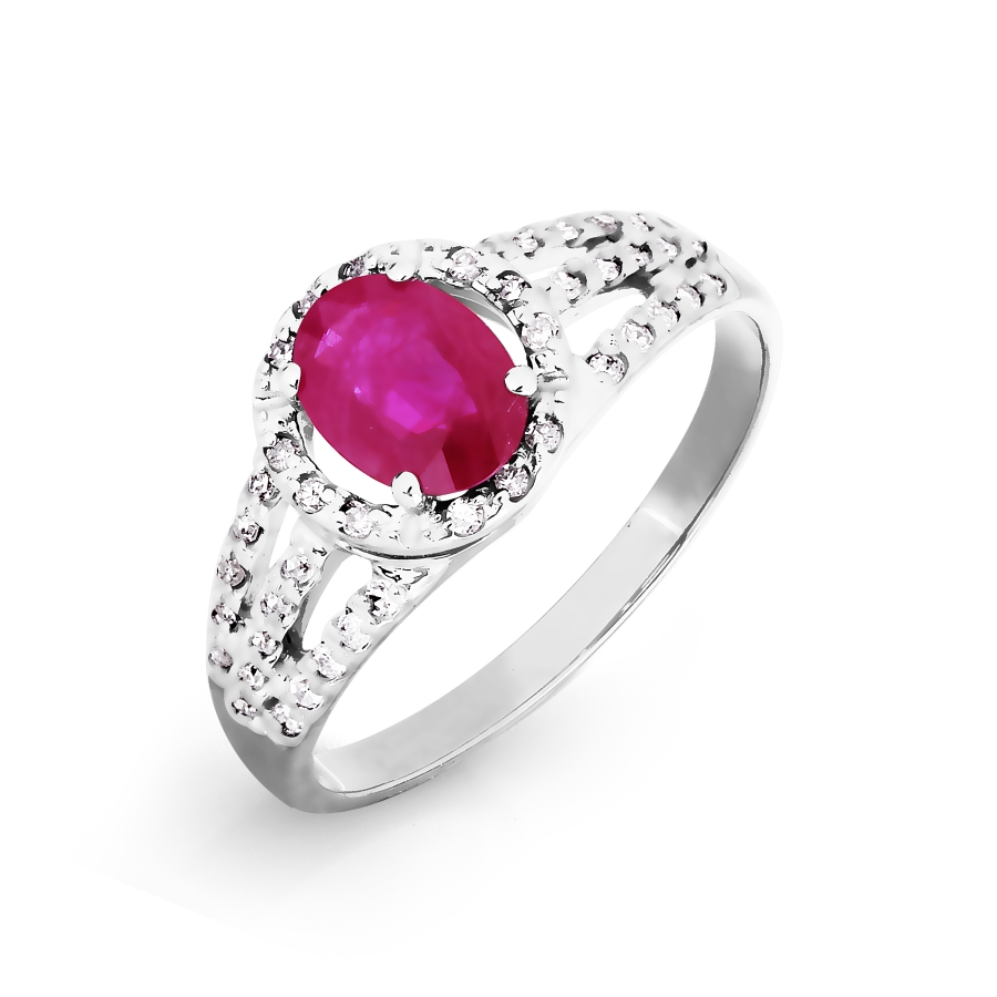 Inel din aur alb cu pietre Diamant, Rubin