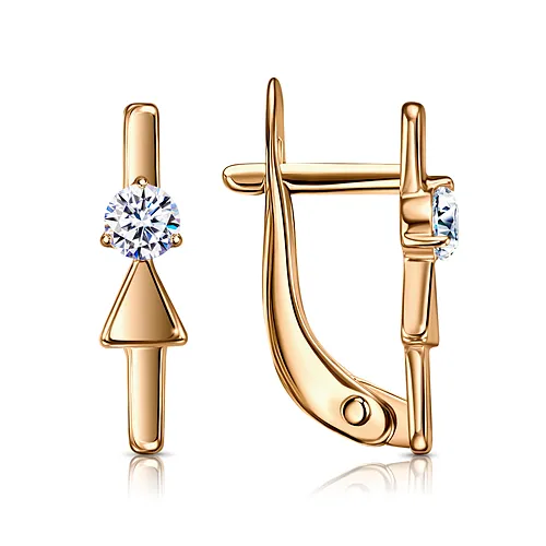 Cercei din aur roșu cu Cubic Zirconia Incolor