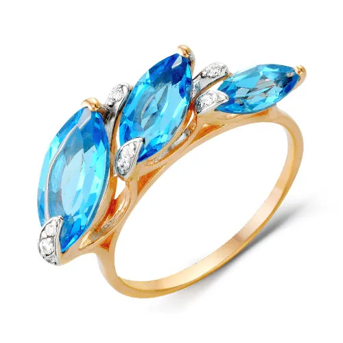 Inel din aur roșu cu Cubic Zirconia Incolor, Topaz Swiss