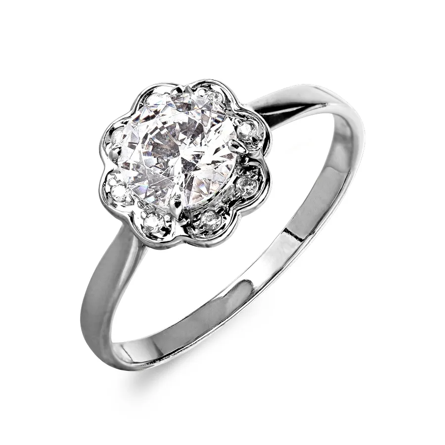 Inel din aur alb cu Cubic Zirconia Incolor