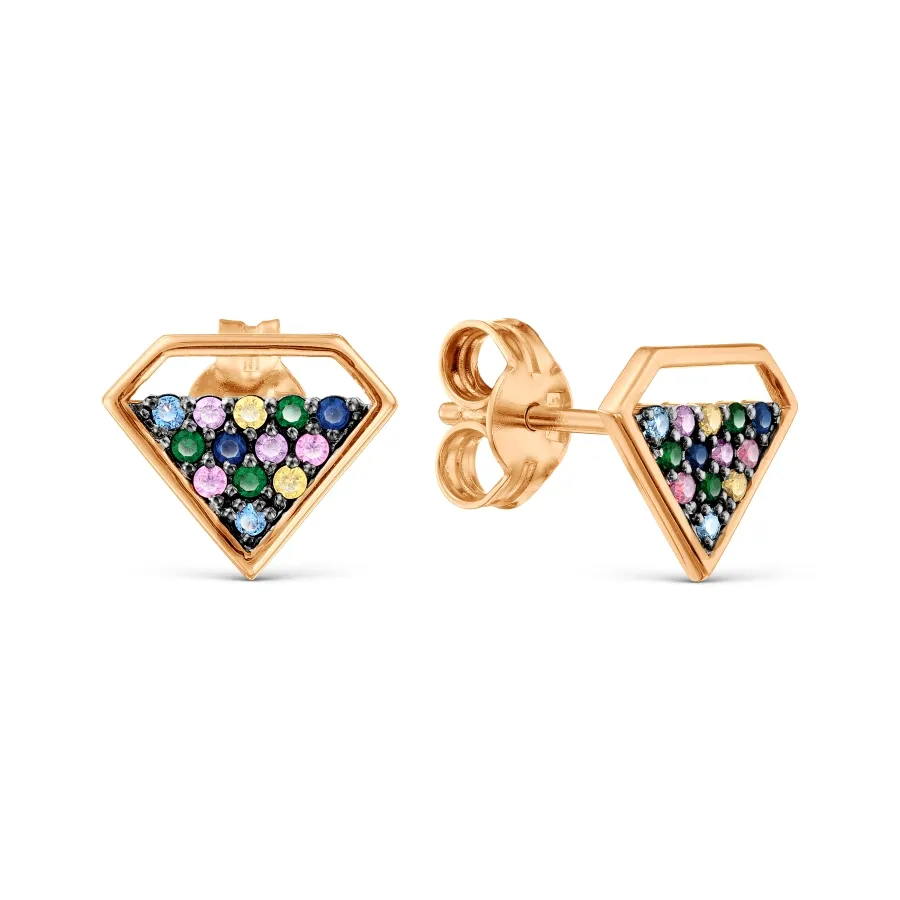 Cercei Pusete din aur roșu cu Cubic Zirconia Colorat