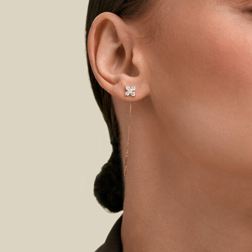 Cercei Lanț din aur roșu cu pietre Cubic Zirconia Incolor