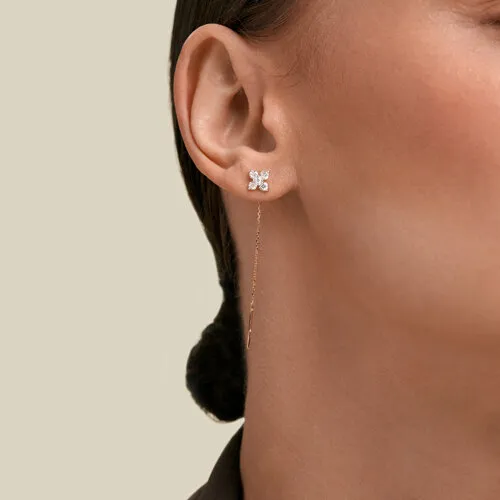 Cercei Lanț din aur roșu cu Cubic Zirconia Incolor
