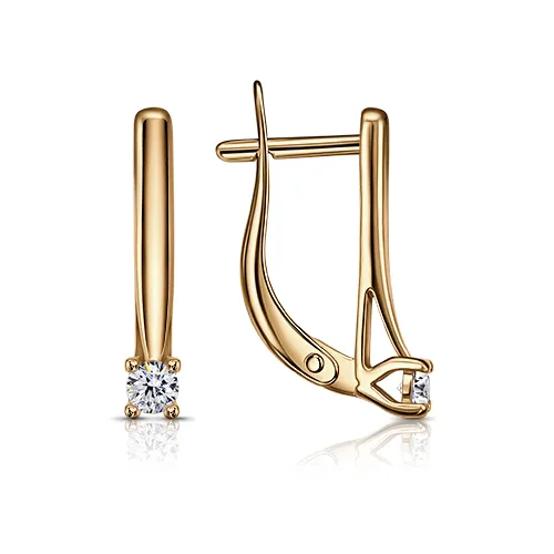 Cercei din aur roșu cu Cubic Zirconia Incolor