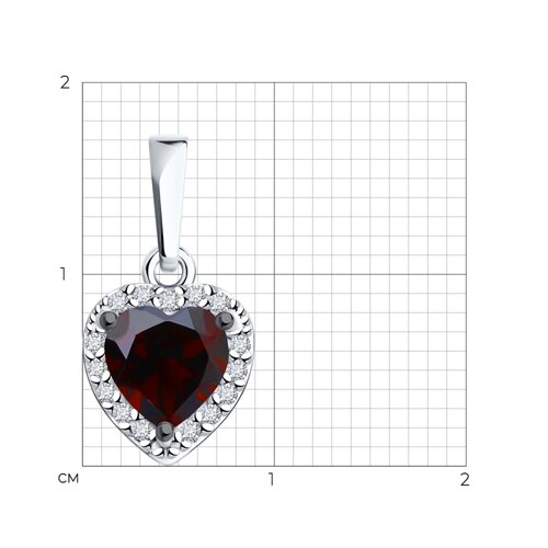 Pandantiv din argint  cu pietre Cubic Zirconia Incolor, Granat