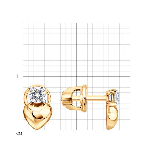 Cercei Pusete din aur roșu cu Cubic Zirconia Incolor