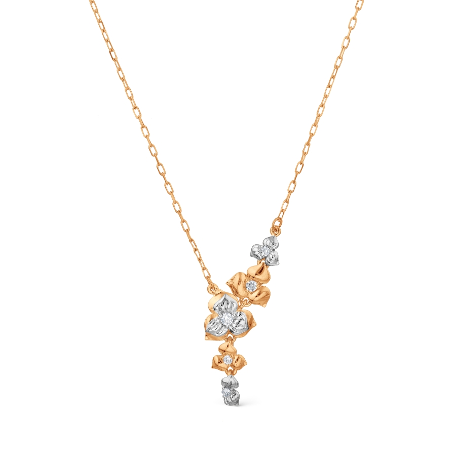 Colier din aur roșu cu pietre Cubic Zirconia Incolor