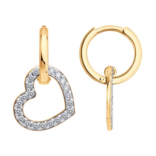 Cercei Creole din aur roșu cu pietre Cubic Zirconia Incolor